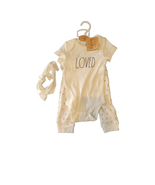RAE DUNN Baby Bodysuit Set | Loved | 3 pc | 0-3M | NWT - £14.89 GBP