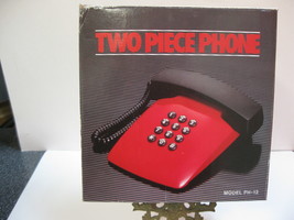 Vtg phone push button 2 piece electronic with jack in orig box great mov... - $19.95