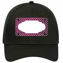 Pink White Quatrefoil Scallop Oil Rubbed Novelty Black Mesh License Plate Hat - £23.16 GBP