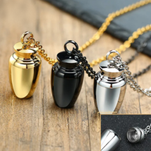 Quality Stainless Steel Earthen Jar Memorial Cremation Urn Pendant Necklace - £20.08 GBP