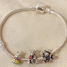 Silver Winnie the pooh Tigger Eeyore 3 charm set with S925 bracelet bargain sale - £11.79 GBP