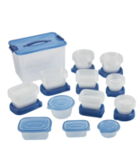Mainstays 92 Piece Food Storage Variety Value Set, Blue Lids - $14.98