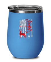 Hunting Wine Glass Hunting Bow Deer American Flag Blue-WG  - £20.52 GBP