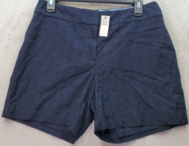 Talbots Shorts Women Size 6 Navy Embroidered Floral Lined 100% Cotton Flat Front - £21.84 GBP