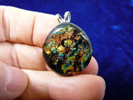 (#DL-814) Dichroic Fused Glass Pendant Jewelry Orange Blue Green - £27.10 GBP