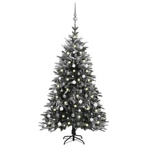 vidaXL Artificial Christmas Tree LED&amp;Ball Set&amp;Flocked Snow 70.9&quot; PVC&amp;PE - $247.10 CAD