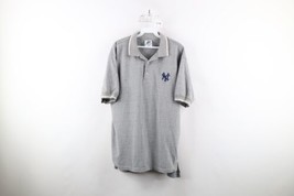 Vintage 90s Mens Medium Pinstriped New York Yankees Baseball Collared Polo Shirt - £35.28 GBP