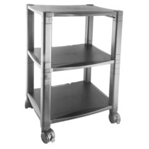 3-Shelf Mobile Printer Stand with Organizer Drawer in Black - $2,742.52 MXN