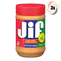 3x Jars Jif Creamy Peanut Butter | 16oz | Fast Shipping! | 7g Protein | - £22.10 GBP