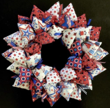 Bright Stars and Stripes Red Blue Patriotic July 4th Holiday Wreath Door Decor - £39.62 GBP