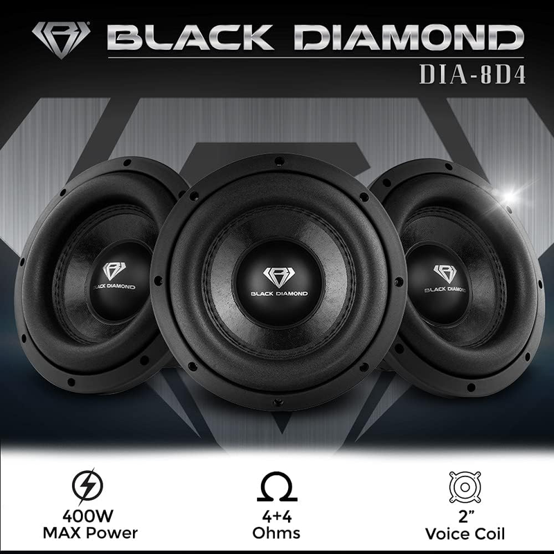 DIA-8D4 Car Subwoofer 8" 400W Max Power, 200W RMS, Dual 4 O Item image 2