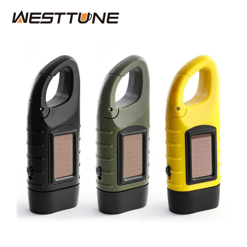 LED Solar Power Flashlight with Hand Crank Rechargeable Keychain Light Outdoor - £8.71 GBP
