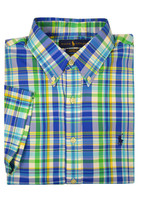 Ralph Lauren Men's Blue Mu Plaid Classic Fit Button down Shirt, M Medium 3422-9 - $79.19
