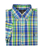 Ralph Lauren Men&#39;s Blue Mu Plaid Classic Fit Button down Shirt, M Medium... - $108.30 CAD