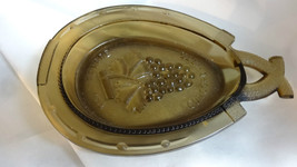 Vintage Imperial Glass Brown Paul Revere Horseshoe Relish Dish - $16.00