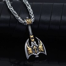Viking Axe Necklace Silver Gold Stainless Steel Norse Warrior Cosplay Pendant - £19.97 GBP