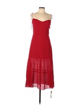 NWT Reformation Petite Emmie Midi in Cherry Red Tie Straps Georgette Dress 10P - £149.80 GBP