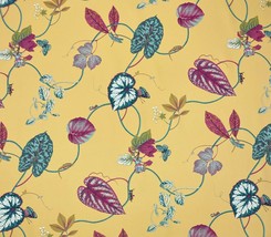 P Kaufmann Creeping Vine Maize Yellow Blue Butterfly Insect Fabric By Yard 54&quot;W - £10.43 GBP