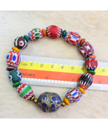 Vintage African Venetian Style Glass with Afghani Big Brass Beads Bracel... - $489.61 MXN
