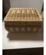 Vintage Wicker Sewing Basket with Floral Interior - £20.06 GBP