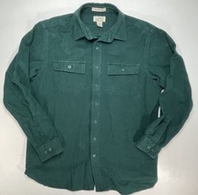 LL Bean Flannel Shirt Mens LT Large Tall Green Chamois Cloth Traditional Fit VTG - £22.12 GBP