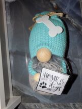 Stuffed Gnome "Home is Where the Dogs Are" Plush Figurine W/Teal Cap - $13.50