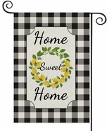 Garden Flag Buffalo Plaid Lemon Wreath Home Sweet Home Vertical Double S... - $12.86
