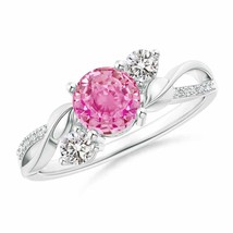 ANGARA Pink Sapphire and Diamond Twisted Vine Ring for Women in 14K Solid Gold - £1,115.17 GBP