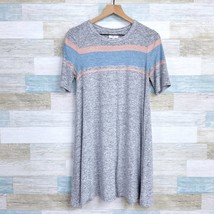 Lou &amp; Grey Striped Marlknit Swing Dress Gray Short Sleeve Stretchy Women... - $24.74