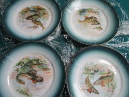 JOSEPH SCHACHTEL Silesia-Germany - c1890s luncheon 8&quot; plates fishes sets PICK 1 - £128.18 GBP+
