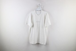 Vintage 90s J Crew Mens Medium Distressed Spell Out Care Label T-Shirt W... - £34.37 GBP