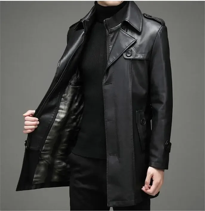 Design Fitted Genuine Leather Coat Motorcycle Jackets for Men Zipper Coa... - $273.54 CAD