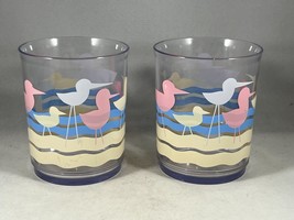 Vintage Set of Two 1980s Retro Sandpiper Beach Seashore Plastic Cups Tumblers - £14.92 GBP