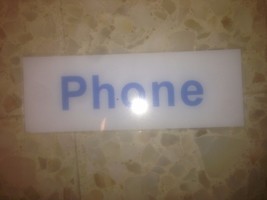 BELL SYSTEMS Telephone Booth Sign Pay Phone White &amp; Blue  Vintage 4 3/4x... - $34.65