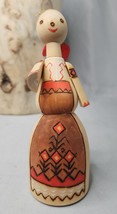 Russian Figurine Carved Souvenir Hand Carved Moscow Girl Farm Wooden - £15.25 GBP