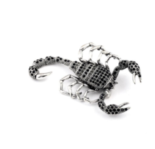 Valentine scorpion brooch vintage look celebrity broach silver plated pin ggg90 - £20.86 GBP