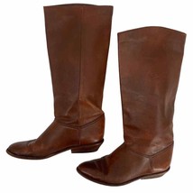 Vintage BANDITS women&#39;s 6B Knee High Cognac Brown leather Riding heeled ... - $37.99