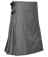 Premium Handmade Scottish 8 yard kilt 100% Grey Wool kilt For Men's  - $89.00