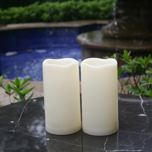 Outdoor Waterproof Flameless LED Pillar Candles with Timer Battery Operated Plas - £24.20 GBP