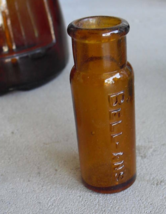 Small Vintage Brown Amber Glass Bell Ans Medicine Bottle - $18.81