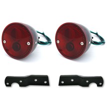 60-66 Chevy Stepside Truck Tail Light Red Lens Black Assembly w/ Brackets Pair - £51.37 GBP