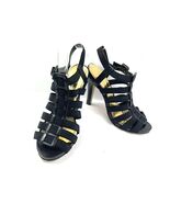 Vince Camuto Sandals Women 8.5B Shoes Black Patent Strappy Slingback Heel - $34.24 CAD