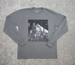 North Face Shirt Men Medium Gray Graphic Print Never Stop Exploring Long Sleeve - $24.99