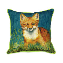 Pair of Betsy Drake Red Fox Large Indoor Outdoor Pillows 18x18 - £70.46 GBP