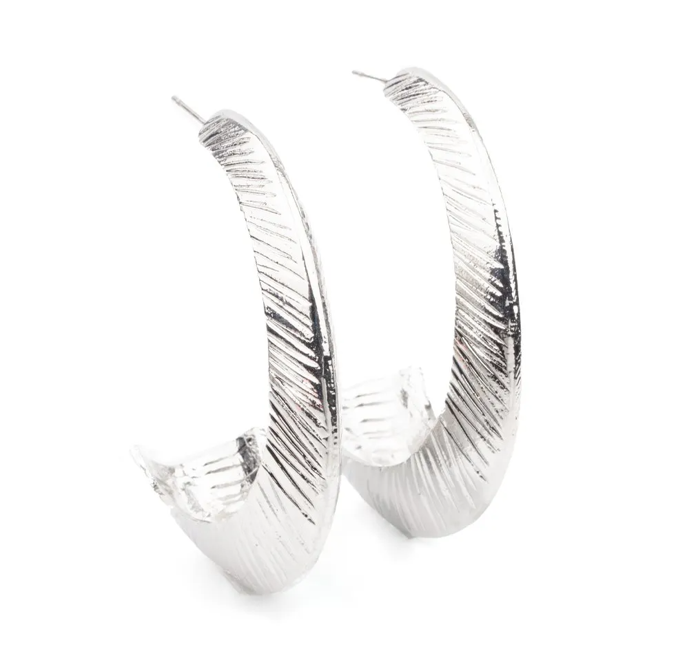 Primary image for Paparazzi I Double Flare You Silver Hoop Earrings - New