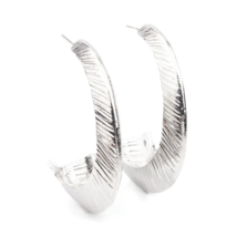 Paparazzi I Double Flare You Silver Hoop Earrings - New - $4.50