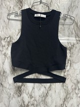 Zara BlackCut-Out Knit Crop Top Women size M-- NWT - £33.90 GBP