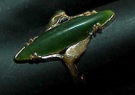 14K Jade Solitaire Long Ring Yellow Gold Sz 7 Antique Vintage  Lozenge M... - £444.04 GBP