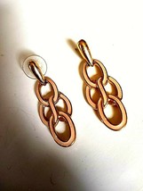 Vintage Trifari Gold Tone Chain Pierced Earrings Signed - £17.70 GBP