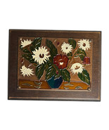 Vtg Greek Enamel on Copper Wall Plaque AETHRA Flowers in Vase Greece 12.... - $47.52 CAD